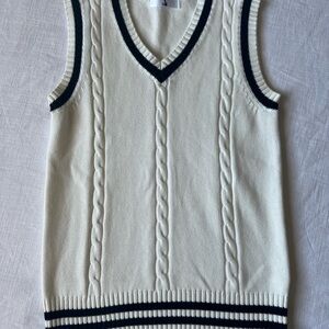 White Cable Knit Sweater Vest